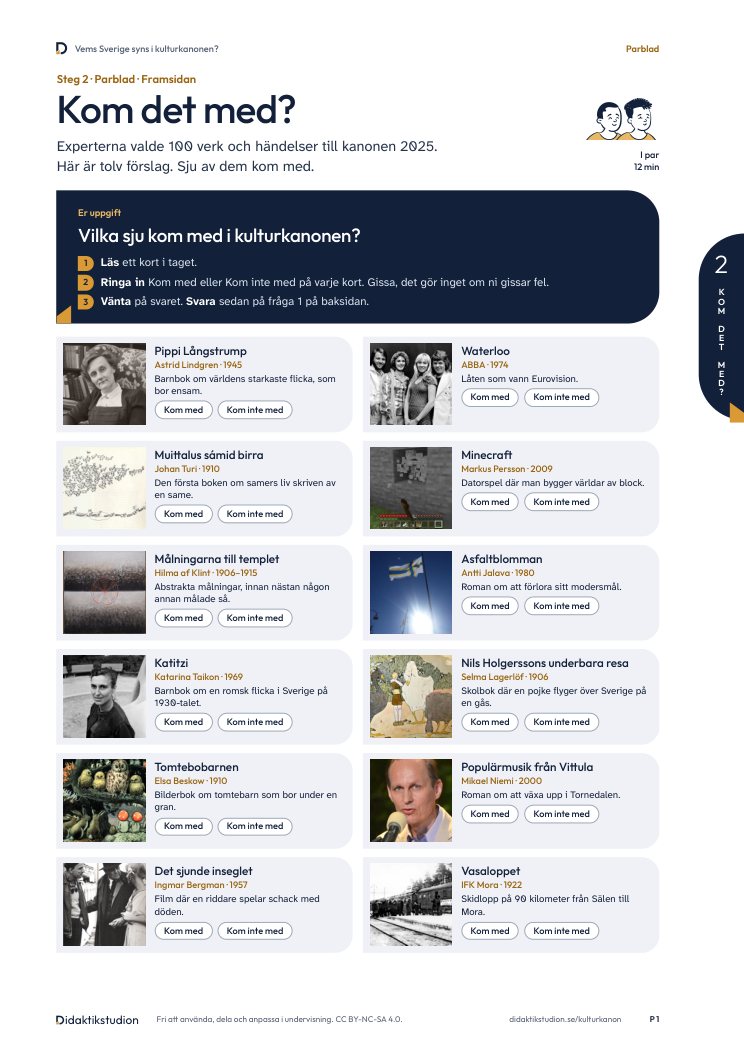 En sida ur elevhäftet att fylla i på datorn. Rutorna där eleverna skriver är markerade.