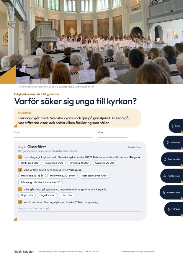 Omslaget till lektionen Varför söker sig unga till kyrkan?