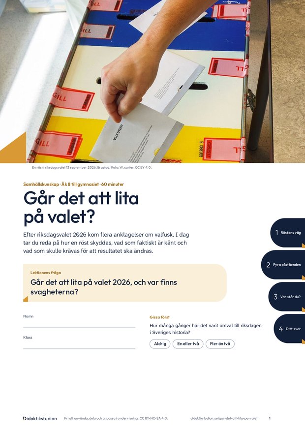 Omslaget till lektionen Går det att lita på valet?