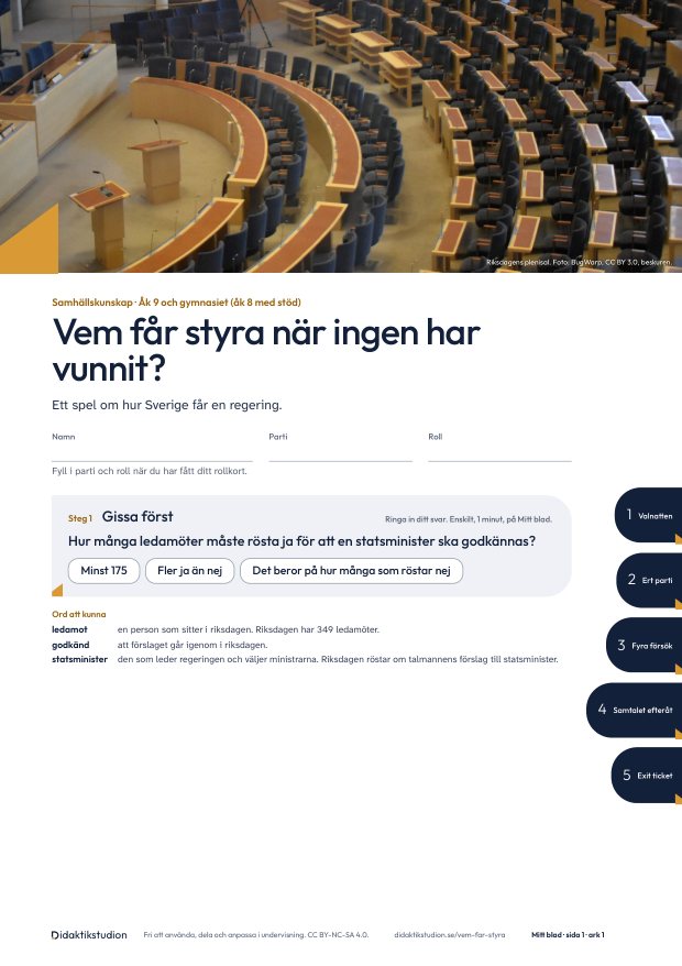 Omslaget till lektionen Vem får styra när ingen har vunnit?